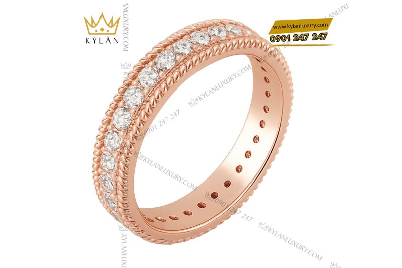 Nhẫn Valoria vàng hồng nguyên khối Au750 đính kim cương