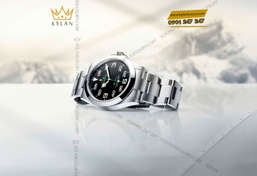 Kỳ Lân Luxury 3 29 Đồng hồ Rolex Air-King 126900 mặt số đen sang trọng 