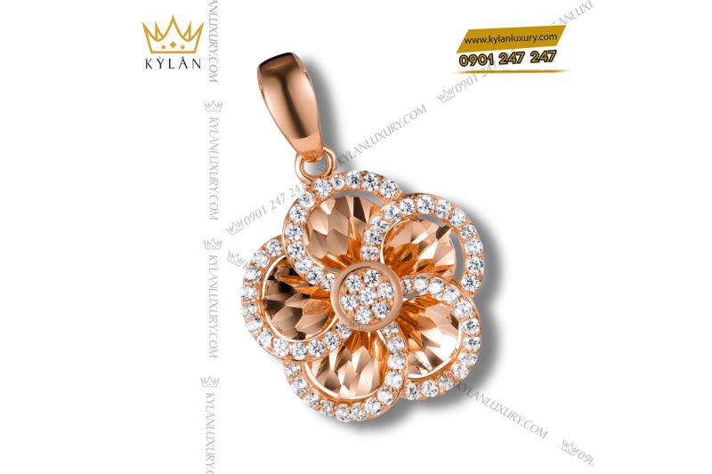 Dây Chuyền The Rose Bloom vàng hồng nguyên khối Au750 đính kim cương