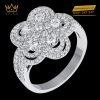 Nhẫn The Diamond Clover vàng trắng nguyên khối Au750 đính kim cương