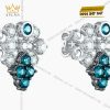 Bông Tai Ocean Bloom vàng trắng nguyên khối Au750 đính kim cương và đá quý