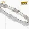 Lắc tay Luminous Braid vàng trắng nguyên khối Au750 đính kim cương