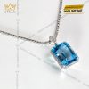Dây chuyền vàng trắng nguyên khối Au750 đính viên chủ đá quý Topaz