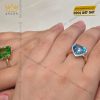 Nhẫn vàng nguyên khối Au750 đính đá Topaz hình trái tim