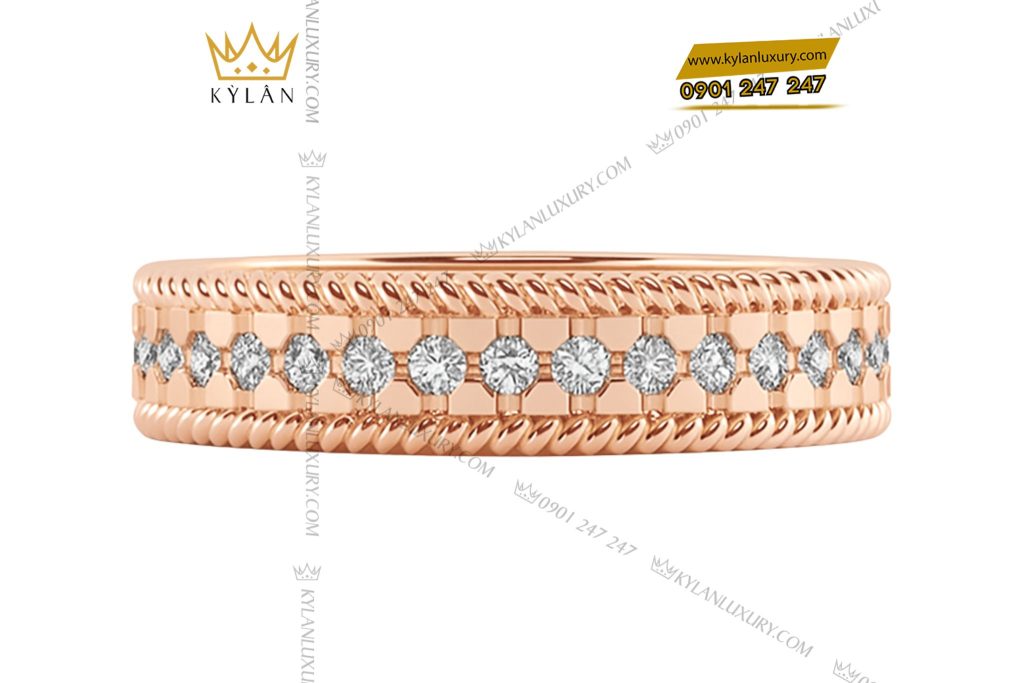 Nhẫn Valoria vàng hồng nguyên khối Au750 đính kim cương