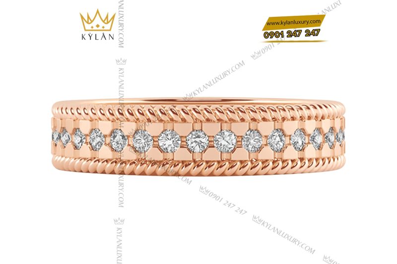 Nhẫn Valoria vàng hồng nguyên khối Au750 đính kim cương