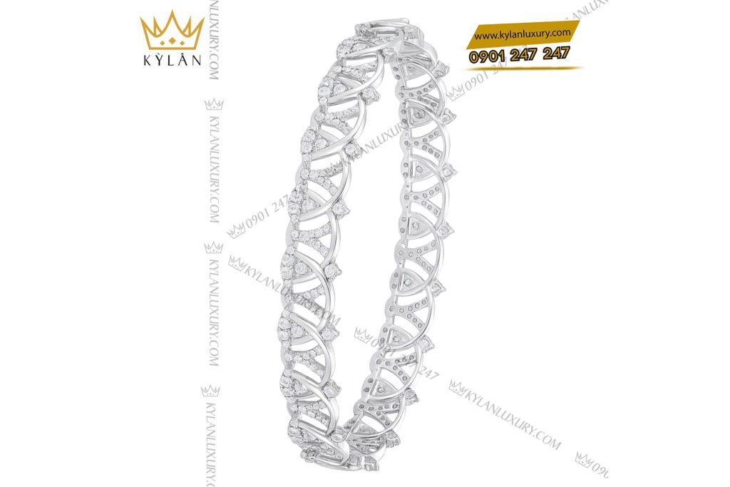 Kỳ Lân Luxury 4 30 Lắc tay Diamond Crown vàng trắng nguyên khối Au750 đính kim cương