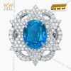 Nhẫn The Serenity vàng trắng nguyên khối Au750 đính kim cương và đá quý