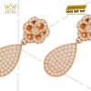 Bông tai Camellia Dewdrop vàng hồng nguyên khối Au750 đính kim cương