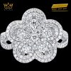 Nhẫn The Diamond Clover vàng trắng nguyên khối Au750 đính kim cương