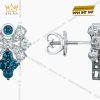 Bông Tai Ocean Bloom vàng trắng nguyên khối Au750 đính kim cương và đá quý
