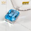 Dây chuyền vàng trắng nguyên khối Au750 đính viên chủ đá quý Topaz