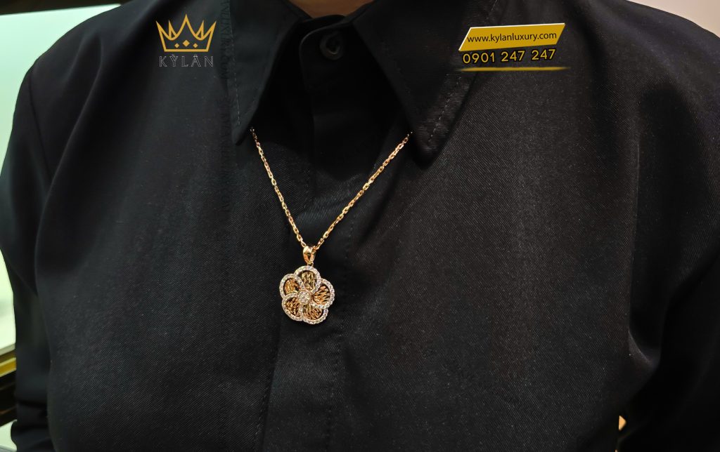 Kỳ Lân Luxury 4 57 Dây Chuyền The Rose Bloom vàng hồng nguyên khối Au750 đính kim cương
