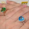 Nhẫn vàng nguyên khối Au750 đính đá Topaz hình trái tim