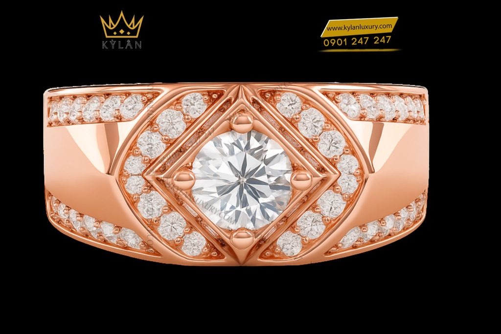 Nhẫn Noble Radiance vàng hồng nguyên khối Au750 đính kim cương
