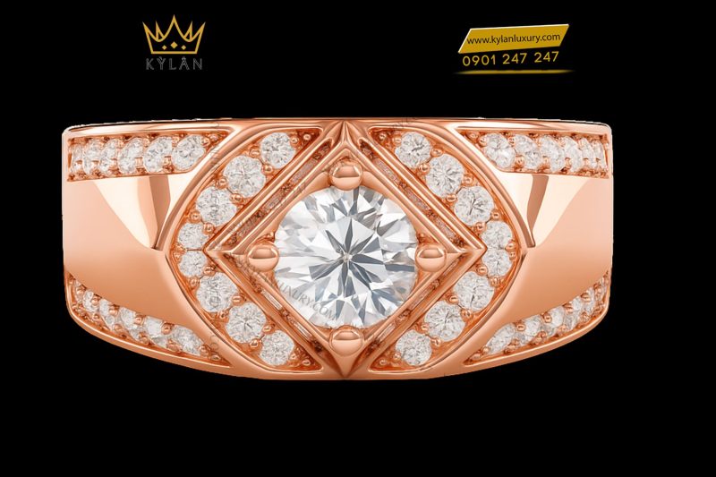 Nhẫn Noble Radiance vàng hồng nguyên khối Au750 đính kim cương
