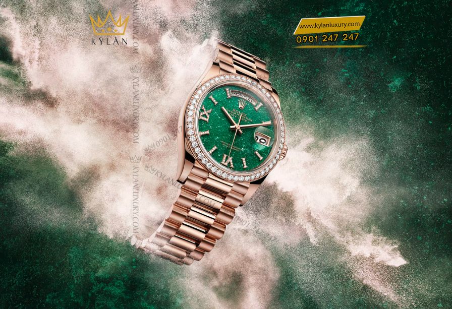 Rolex Day-Date 36 Ref. 128345RBR chế tác từ vàng Everose 18 ct độc quyền, giữ màu sắc rực rỡ và vẻ đẹp trường tồn theo thời gian