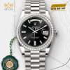 Rolex Day-Date 40 Ref. 228349RBR vỏ vàng trắng 18 ct, vành nạm kim cương, dây President sang trọng