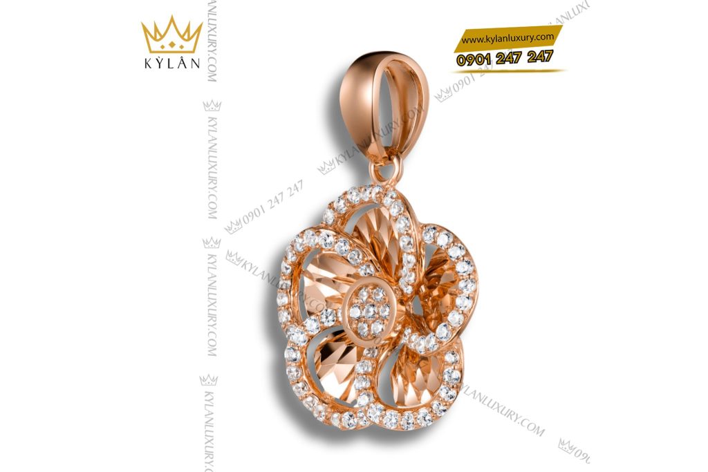 Kỳ Lân Luxury 5 33 Dây Chuyền The Rose Bloom vàng hồng nguyên khối Au750 đính kim cương