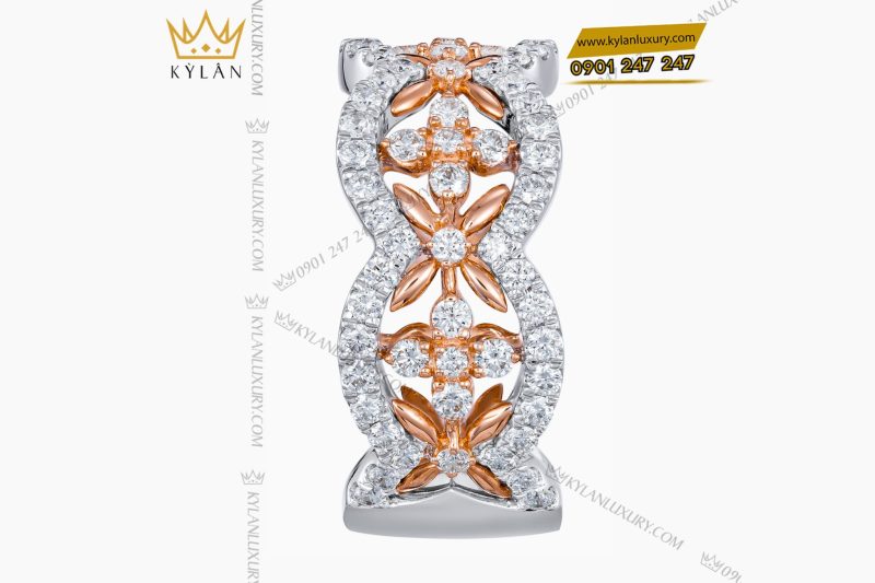 Nhẫn The Floral Grace vàng nguyên khối Au750 đính kim cương