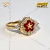 Nhẫn ngôi sao đỏ vàng hồng nguyên khối Au750 đính kim cương