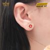 Cặp bông tai ngôi sao vàng hồng nguyên khối Au750 đính kim cương