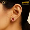 Cặp bông tai ngôi sao vàng hồng nguyên khối Au750 đính kim cương