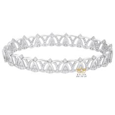 Lắc tay Diamond Crown vàng trắng nguyên khối Au750 đính kim cương