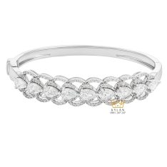 Vòng tay Sunflower vàng trắng nguyên khối Au750 đính kim cương