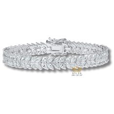 Lắc Tay Serene Stream vàng trắng nguyên khối Au750 đính kim cương