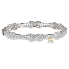 Lắc tay Luminous Braid vàng trắng nguyên khối Au750 đính kim cương