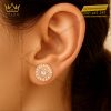 Bông tai Aurora vàng hồng nguyên khối Au750 đính kim cương