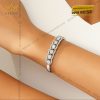 Vòng tay Sunflower vàng trắng nguyên khối Au750 đính kim cương