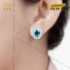 Bông Tai Ocean vàng trắng nguyên khối Au750 đính kim cương và đá quý