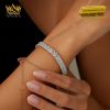 Lắc Tay Serene Stream vàng trắng nguyên khối Au750 đính kim cương