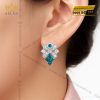 Bông Tai Ocean Bloom vàng trắng nguyên khối Au750 đính kim cương và đá quý