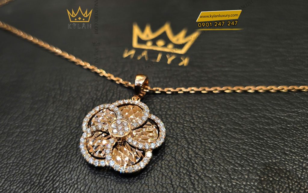 Kỳ Lân Luxury 6 45 Dây Chuyền The Rose Bloom vàng hồng nguyên khối Au750 đính kim cương