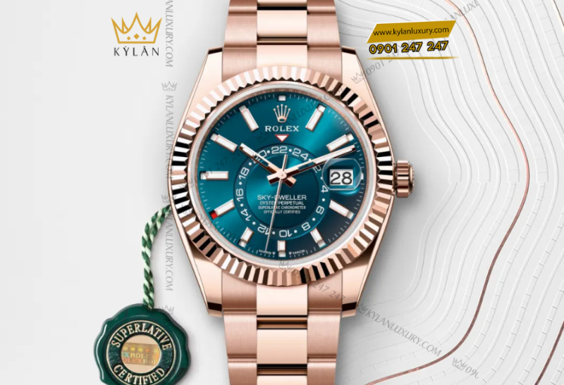Rolex Sky-Dweller Oyster m336935 - 42 mm mặt số xanh lục lam 