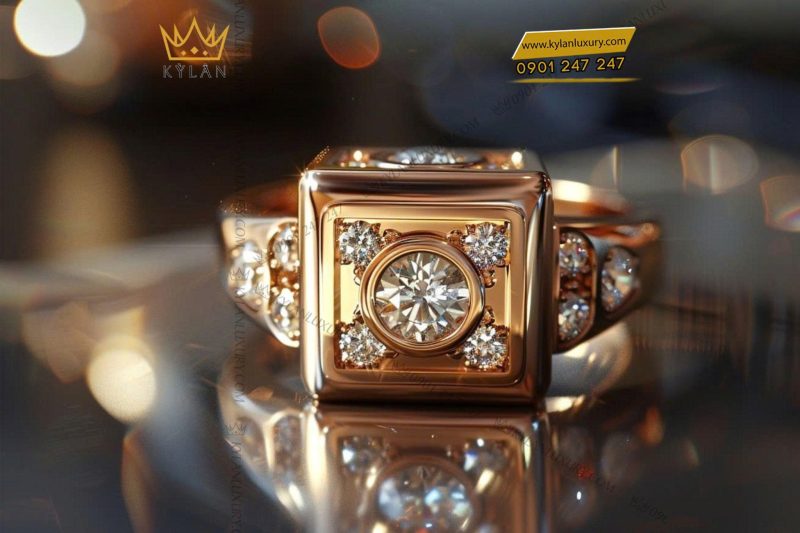 Nhẫn Valor vàng nguyên khối Au750 đính kim cương