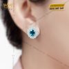 Bông Tai Ocean vàng trắng nguyên khối Au750 đính kim cương và đá quý