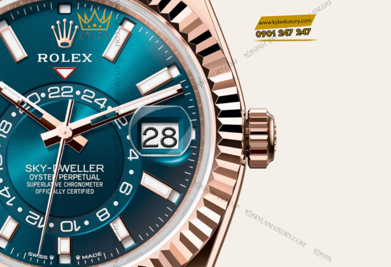 Rolex Sky-Dweller Oyster m336935 - 42 mm mặt số xanh lục lam 