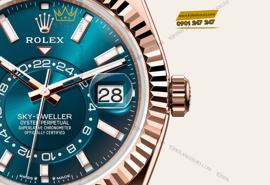 Kỳ Lân Luxury 7 Rolex Sky-Dweller Oyster m336935 - 42 mm mặt số xanh lục lam 