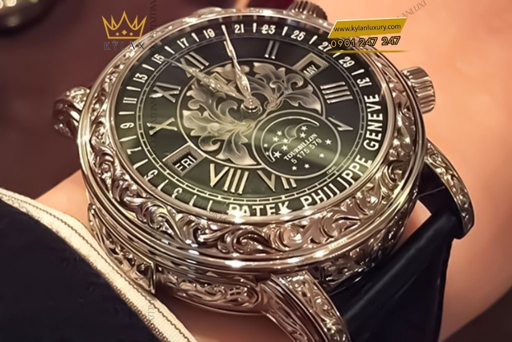 Kỳ Lân Luxury 8 1 Đồng hồ Patek Philippe Grand Complications 6002R-001 Sky Moon Tourbillon vàng hồng tráng men