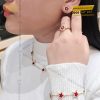 Lắc Tay Vàng Nguyên Khối Au750 Đính Ngôi Sao Đỏ Viền Kim Cương