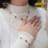 Dây chuyền vàng nguyên khối Au750 đính ngôi sao đỏ viền kim cương