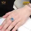 Nhẫn vàng nguyên khối Au750 đính đá Topaz hình trái tim