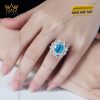 Nhẫn The Serenity vàng trắng nguyên khối Au750 đính kim cương và đá quý