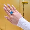 Nhẫn vàng trắng nguyên khối Au750 đính viên chủ đá quý Topaz