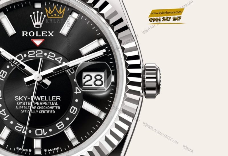 Rolex Sky-Dweller Oyster m336239 – 42 mm, vàng trắng, mặt số đen sáng