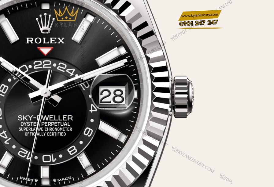 Kỳ Lân Luxury 9 3 Rolex Sky-Dweller Oyster m336239 – 42 mm, vàng trắng, mặt số đen sáng